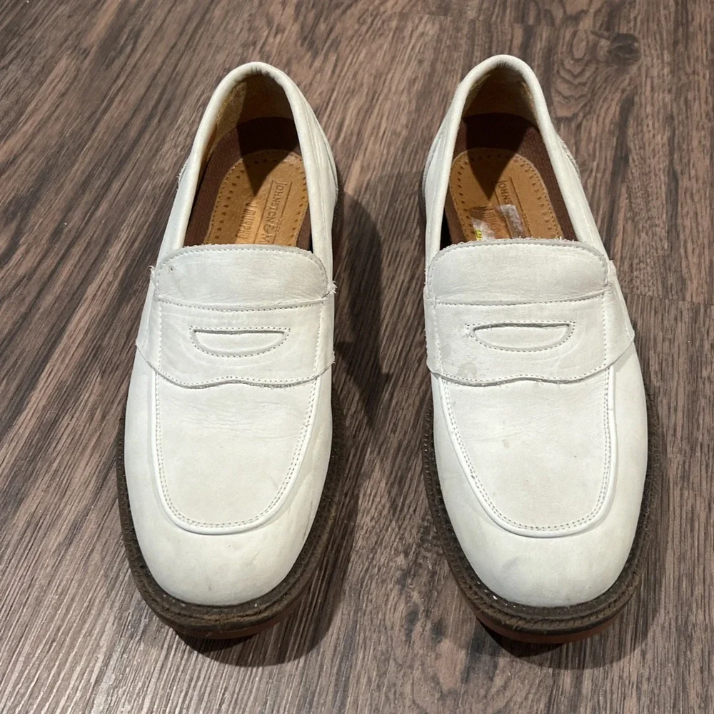 Johnston Murphy Made In Italy Men's Penny Loafers Shoes Ivory Casual Size 7M